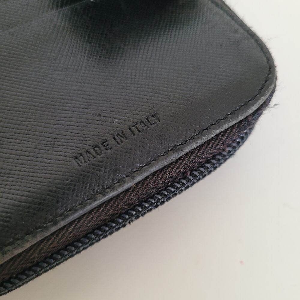 Vintage Prada Milano Black Nylon Saffiano Leather Zip Around Bifold Wallet Made - Picture 5 of 12